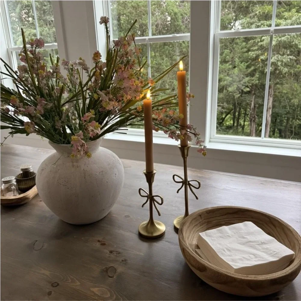 6pk Ribbed Flameless LED Taper Candles Honey - Hearth & Hand™ with Magnolia